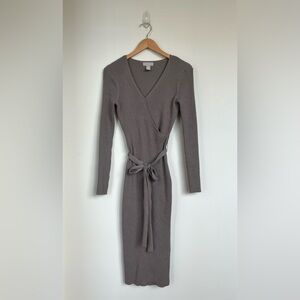 “H&M” Midi Beige Knit Bodycon Dress